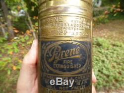 1917 Pyrene Fire Extinguisher Brass Era Cadillac Chevy Dodge Ford Buick Peerl