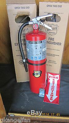 2-NEW CERTIFIED 2019-10lb ABC FIRE EXTINGUISHER RATED 4-A80-BC WithBRACKET & SIGN