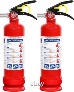 2 Pack ABC Dry Chemical Fire Extinguishers, 2.5 lb 1A10BC Rating for Home, Veh