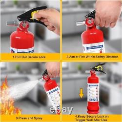 2 Pack ABC Dry Chemical Fire Extinguishers, 2.5 lb 1A10BC Rating for Home, Veh
