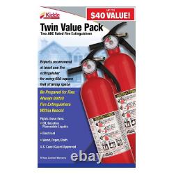 (2-Pack) Fire Extinguisher ABC Home Car Bracket Mount Multiple Use Kidde 3.9 lb
