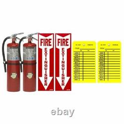 2 Portable Fire Extinguisher Stands with 2 FIRE EXTINGUISHERS