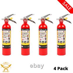 (4 Pack) 2.5 Lb. Fire Extinguisher ABC Dry Chemical Rechargeable Safety Kitchen
