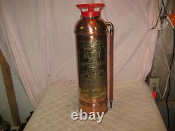 ANTIQUE Vintage Polished ALERT NEW YORK Copper & Brass Fire Extinguisher LQQK