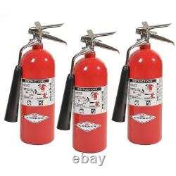 Amerex 322 5lb CO2 Fire Extinguisher with Brass Valve, Wall Hanger 3 Pack