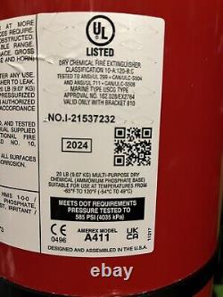 Amerex A411, 20lb ABC Dry Chemical Class A B C Fire Extinguisher