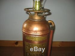 Antique Buffalo Copper Brass Fire Extinguisher Polished Lamp State of New York