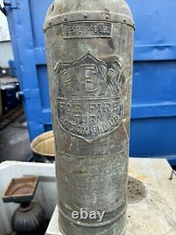 Antique Rex New York Copper Brass Fire Extinguisher Empty