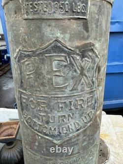 Antique Rex New York Copper Brass Fire Extinguisher Empty