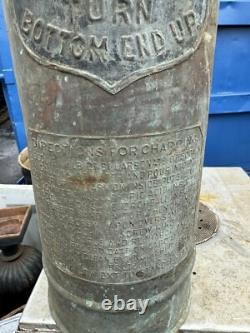 Antique Rex New York Copper Brass Fire Extinguisher Empty
