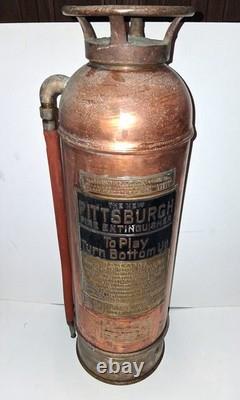 Antique copper brass The New Pittsburgh Fire extinguisher empty Rare