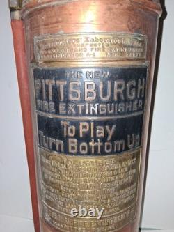 Antique copper brass The New Pittsburgh Fire extinguisher empty Rare