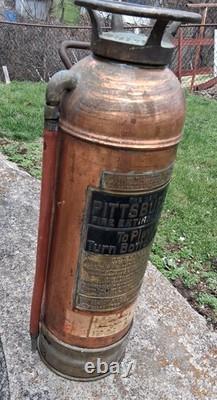 Antique copper brass The New Pittsburgh Fire extinguisher empty Rare
