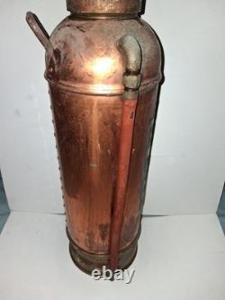 Antique copper brass The New Pittsburgh Fire extinguisher empty Rare