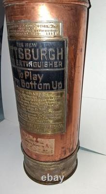 Antique copper brass The New Pittsburgh Fire extinguisher empty Rare