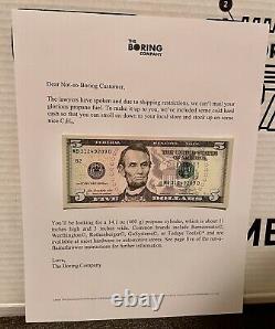 Boring Company Not A Flamethrower with Manual, $5 bill and NIB Fire Extinguisher