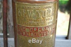 Brass & Copper Fire Extinguisher New York with Glass Insert Empty