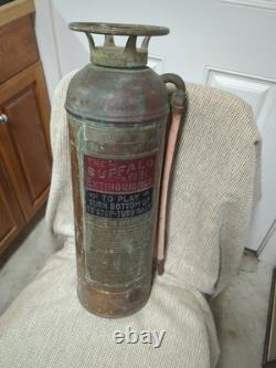 EMPTY. Vintage BUFFALO NEW YORK COPPER BRASS SHIELD FIRE EXTINGUISHER INDUSTRIAL