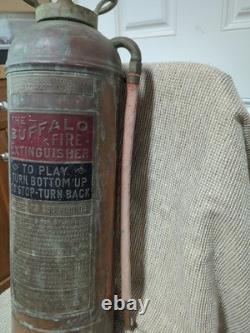 EMPTY. Vintage BUFFALO NEW YORK COPPER BRASS SHIELD FIRE EXTINGUISHER INDUSTRIAL