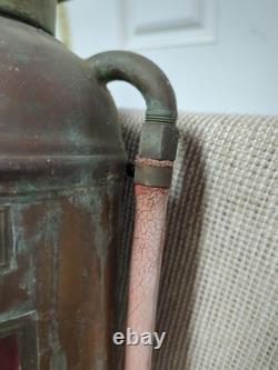 EMPTY. Vintage BUFFALO NEW YORK COPPER BRASS SHIELD FIRE EXTINGUISHER INDUSTRIAL