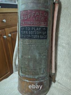 EMPTY. Vintage BUFFALO NEW YORK COPPER BRASS SHIELD FIRE EXTINGUISHER INDUSTRIAL