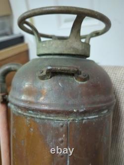 EMPTY. Vintage BUFFALO NEW YORK COPPER BRASS SHIELD FIRE EXTINGUISHER INDUSTRIAL