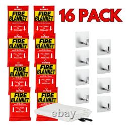 Emergency Fire Blanket WithHook, For Home & Kitchen, Fire pits, BBQ 16 Pack