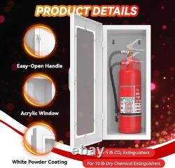 Fire Extinguisher Cabinet 10 lb Wall Mount Steel Safety Storage White