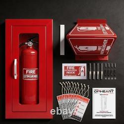 Fire Extinguisher Cabinet Steel Semi Recessed Magnetic Door Red 5-10lb
