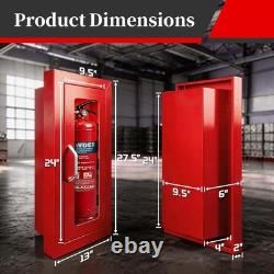 Fire Extinguisher Cabinet Steel Semi Recessed Magnetic Door Red 5-10lb