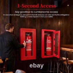 Fire Extinguisher Cabinet Steel Semi Recessed Magnetic Door Red 5-10lb