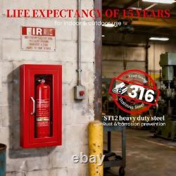 Fire Extinguisher Cabinet Steel Semi Recessed Magnetic Door Red 5-10lb