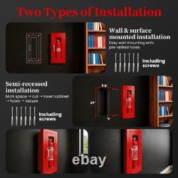 Fire Extinguisher Cabinet Steel Semi Recessed Magnetic Door Red 5-10lb