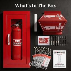 Fire Extinguisher Cabinet Steel Semi Recessed Magnetic Door Red 5-10lb