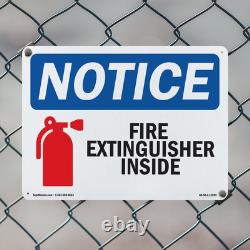 Fire Extinguisher Inside OSHA Notice Sign Metal, Plastic, Decal 5 or 10 Pack