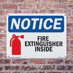 Fire Extinguisher Inside OSHA Notice Sign Metal, Plastic, Decal 5 or 10 Pack
