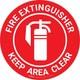 Fire Extinguisher Keep Area Clear Floor Sign 12 to 48 Peel and Stick