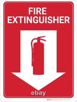 Fire Extinguisher Sign with Arrow Down 10 x 7 to 36 x 27 Multiple Materials