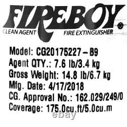 Fireboy Boat Fire Extinguisher CG20175227-B9 Automatic 175 CU FT