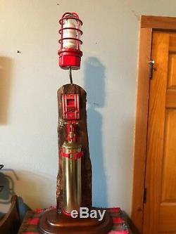 Fireman Fire Call Box With Industrial Fire Extinguisher Table Lamp Oak Base 8/459