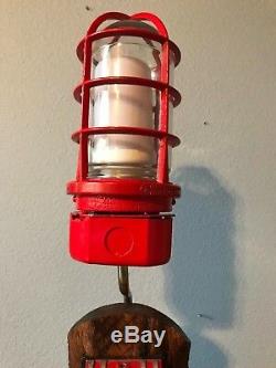 Fireman Fire Call Box With Industrial Fire Extinguisher Table Lamp Oak Base 8/459