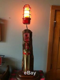 Fireman Fire Call Box With Industrial Fire Extinguisher Table Lamp Oak Base 8/459