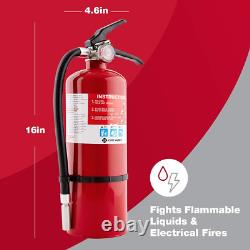 HOME2PRO Rechargeable Compliance Fire Extinguisher, UL RATED 2-A10-BC, Red, 1
