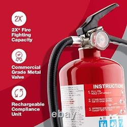 HOME2PRO Rechargeable Compliance Fire Extinguisher UL Rated 2-A10-BC, Red &