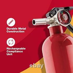 HOME2PRO Rechargeable Compliance Fire Extinguisher UL Rated 2-A10-BC, Red &