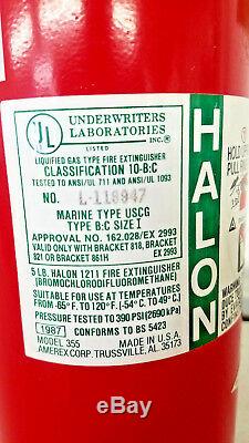 Halon 1211 5lb Halone Fire Extinguisher Amerex Model 355 New Tag