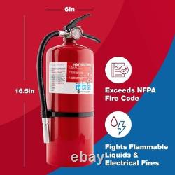 Heavy-Duty Fire Extinguisher, Rated 4-A60-BC, Rechargeable, Red, 16.9 lbs