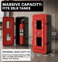 Large Weatherproof Fire Extinguisher Cabinet 10-20 lb Red Black 32.3