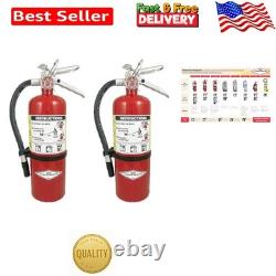 Multi-Purpose 5 lb Fire Extinguishers with Wall Bracket Quick Response 2 Pack