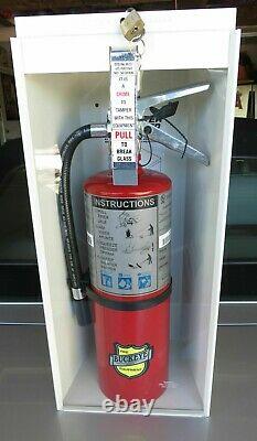 NEW 5lb. ABC FIRE EXTINGUISHER WithCABINET GLASS, LOCK & SIGN. COMPLETE PACKAGE
